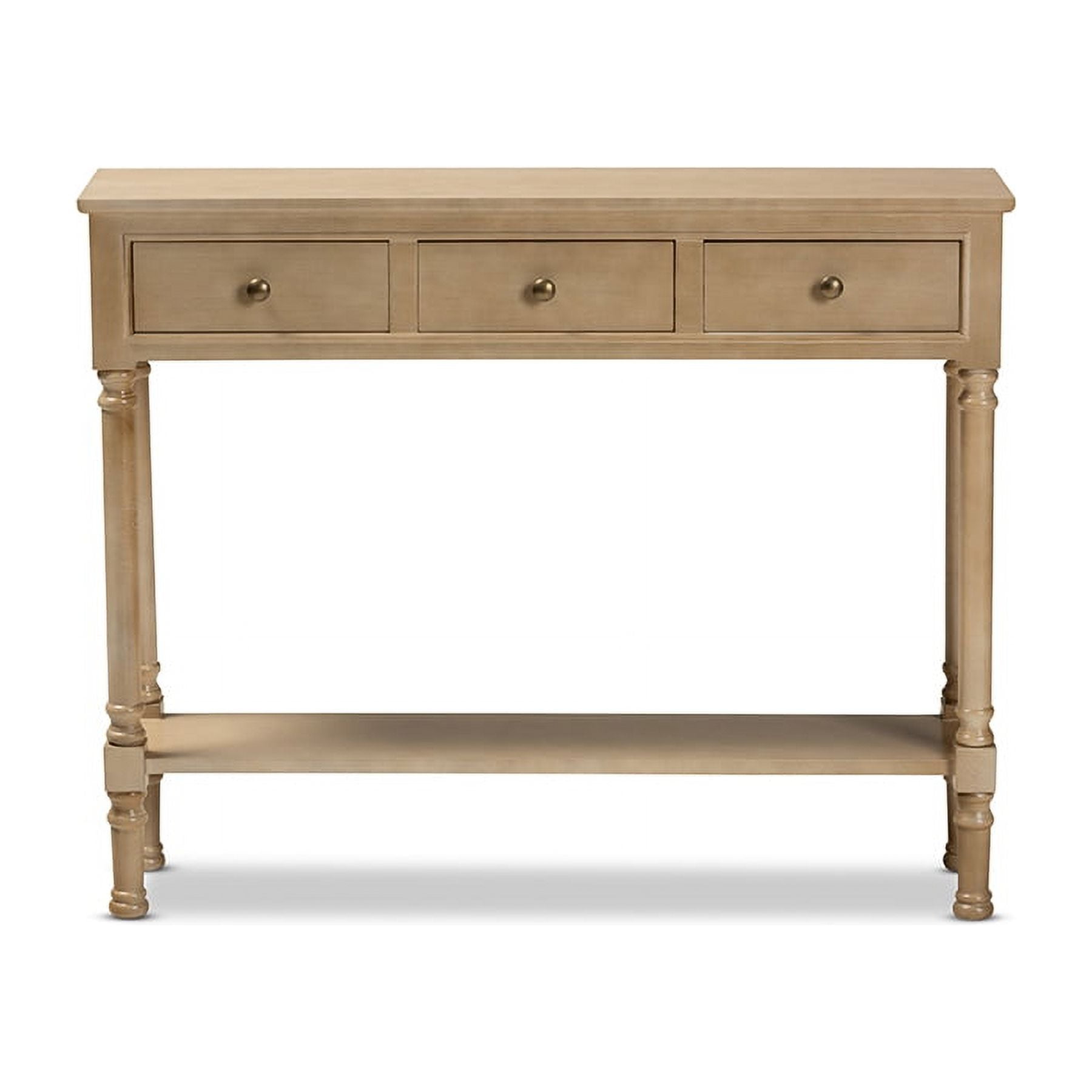 Traditional French Farmhouse Oak Brown Finished Wood 3-Drawer Entryway Console Table