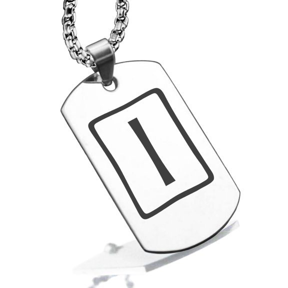 Stainless Steel Elder Futhark Isa Rune Dog Tag Pendant Necklace