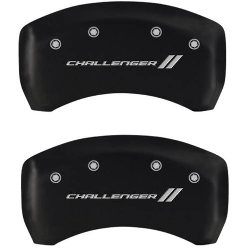 MGP Caliper Covers 12162SCL1MB  Challenger ll Engraved Caliper Cover with Matte Black Powder Coat Finish and Silver Characters, Set of 4 