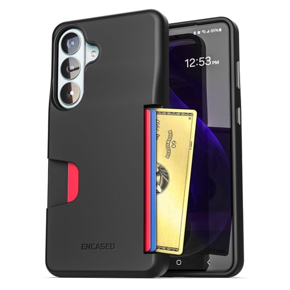 Encased for Samsung Galaxy S26 Plus Wallet Case (Cache Series) - Protective Phone Case with Built-In Card Holder Slot (Black)