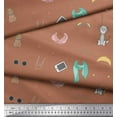 thumbnail image 1 of Soimoi Brown Rayon Crepe Fabric Accessories Women Decor Fabric Printed Yard 46 Inch Wide, 1 of 3