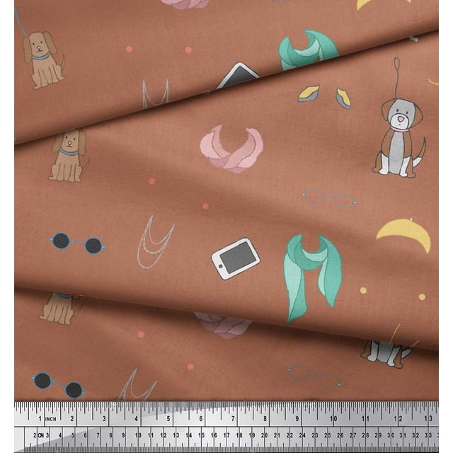 Soimoi Brown Poly Georgette Fabric Accessories Women Fabric Prints By Yard 42 Inch Wide