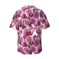 thumbnail image 2 of Xecao offers the Orchids Flowers for Men's Casual Short-sleeved Shirt, a button-up collared shirt with a pocket, perfect for beach vacations and yacht travel in the Large size., 2 of 7