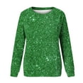 thumbnail image 4 of BLTIBY Long Sleeve Tops for Women Sequin Round Neck Loose Casual T-Shirt Fashion Comfy Pullover Blouse Green S, 4 of 4