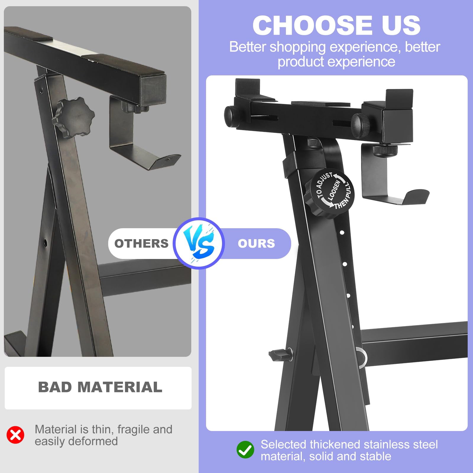 Keyboard Stand Piano Duty Z Style Adjustable Holder Fits 54  61 And 88 Keys Electric Keyboards Digital Pianos