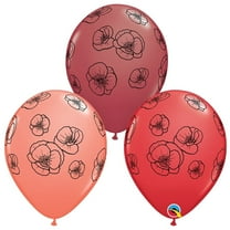 11 inch Qualatex Pretty Poppies Latex Balloons (50 Pack) - Party Supplies Decorations