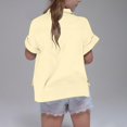 thumbnail image 6 of YOUYEDIAN Teen Girls Cotton Linen Shirts Lapel Short Sleeve Button Down Blouses Kids Summer Casual Lightweight Solid Beach Tops (Yellow, 9-10 Years), 6 of 6