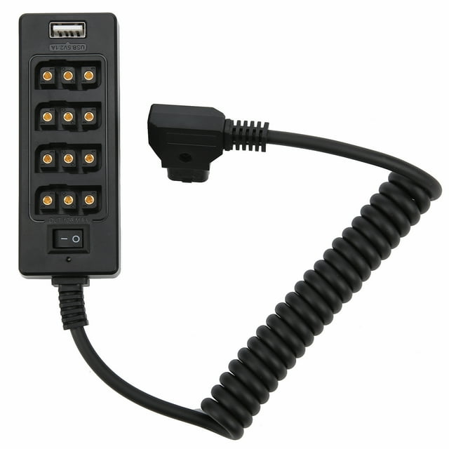 D-TAP Port Adapter, Stable Voltage D-Tap Male To 4-Port Female High Charging Efficiency For V Lock Camera Battery