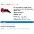 thumbnail image 2 of Left Driver Side Tail Light Assembly - Compatible with 2014 - 2019 Mercedes-Benz CLA250 2015 2016 2017 2018, 2 of 2