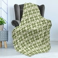 thumbnail image 4 of Retro Soft Flannel Fleece Throw Blanket, Minimalist Style Repeating Square Tiles and Intersecting Lines Print, Cozy Plush for Indoor and Outdoor Use, 60" x 80", Olive Green and Eggshell, by Ambesonne, 4 of 5