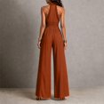 thumbnail image 5 of Aimik Jumpsuits for Women Trendy Sleeveless Halter Ruched Wide Leg Jumpsuits Fall Fashion Dressy Womens One Piece Rompers for Vacation, 5 of 6