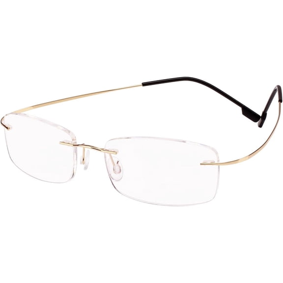 Ultra Light Memory Titanium Alloy Rimless Flexible Reading Glasses Gold Slim Reader