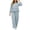 Light Blue, variant on Two Piece Sets for Women Sweet Checkered Homewear Outfit Plaid Print Ruffle Hem Top Wide Leg Pants