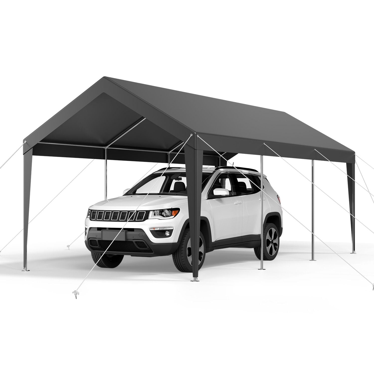 Heavy Duty 10 x 20 FT Portable Car Canopy, Grey Carport Garage Shelter Tent for Outdoor Parking