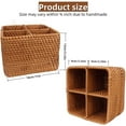 thumbnail image 7 of Wicker Silverware Caddy with Built-in Handle,Rattan Utensil Holder with 4 Compartments,Kitchen Utensil Holder for Countertop, Utensil Organizer for party, Natural Woven (Square B), 7 of 7