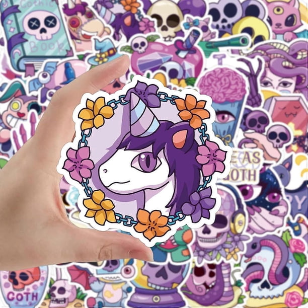 Purple Gothic Stickers, Vinyl Waterproof Stickers for Water Bottles Laptop Computer Phone Skateboard, Cool Halloween Stickers for Kids Adults Teens (S
