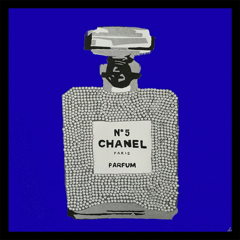 FRAMED Royal Blue Chanel No 5. Paris Perfume by Pop Art Queen