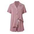 thumbnail image 5 of Kureaily Womens Pajamas Set Short Sleeve Sleepwear Button Down Nightwear Shorts Soft Home Wear Sets Soft Lounge Sets, 5 of 6