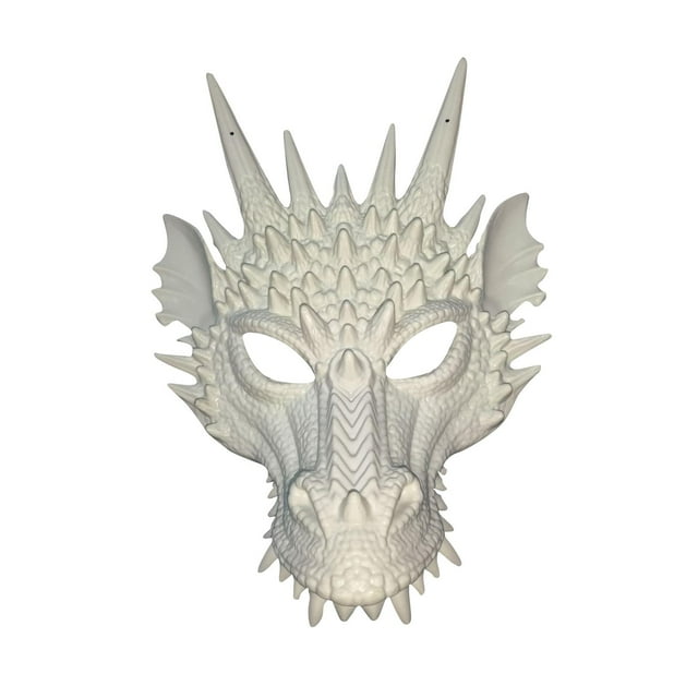 Máscara de dragón jinwen Cubierta de cabeza de dragón Halloween Masquerade Scary blanco