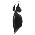 thumbnail image 6 of KelaJuan Women Midi Bodycon Dress Patchwork Tie-Up Halter Neck V-Neck Sleeveless Cocktail Dress, 6 of 7