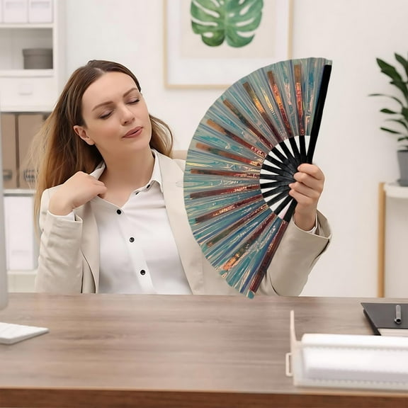 Toolix Office&Craft&Stationery Boots On The Ground Fan Large Folding Hand Fan Clap Fans For Line Dancing Foldable Craft Holding Colors Hand Fan For Line Dancing Dance Enthusiasts