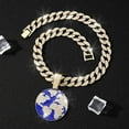 thumbnail image 3 of Hip Hop Cuban Chains Planet Earth Pendant Diamond Cuban Necklace for Men and Women 15mm Necklaces Jewelry Iced Out Bling Chain, 3 of 7