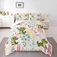 thumbnail image 2 of Kawaii Crocodile Bedding Set Twin Size,Cartoon Crocodile Flower Comforter Set,Cute Colorful Floral Quilt Bed Set Wildlife Animal Down Comforter with 1 Pillowcase, 2 of 7