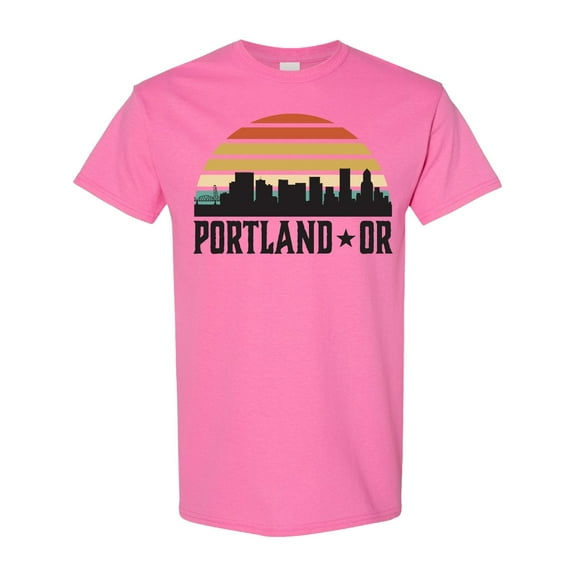 Inktastic Portland Oregon Skyline Retro Sunset T-Shirt