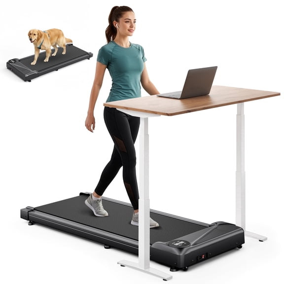Dprodo 2.5HP Walking Pad,Under Desk Treadmill for Home&Office,Portable Walking Treadmill with Longer Running Belt,Walking Jogging Machine with Remote Control,300 lbs Weight Capacity LED Display