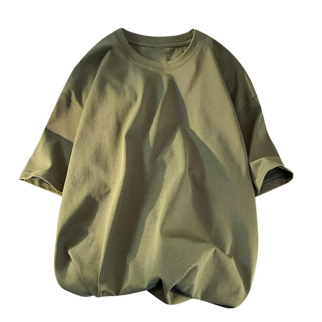 Yuyuzo Plus Size T-Shirts for Men Oversized Short Sleeve Crew Neck Solid Color Loose Comfy Plain Tees