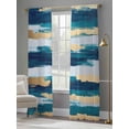 thumbnail image 4 of Abstract Modern Sheer Curtains 108 Inches Long 2 Panels Gold Blue Ripple Light Filtering Semi Sheer Window Curtains Drapes for Bedroom Living Room 52"x108", 4 of 7