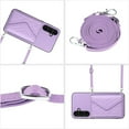 thumbnail image 4 of Envelope Design for Samsung S24 Case RFID Blocking Wallet Card Holder Leather PU Flip Cover Folio Lanyard Crossbody Strap Women Girl Magnetic Clasp Kickstand for Samsung Galaxy S24, Purple, 4 of 10