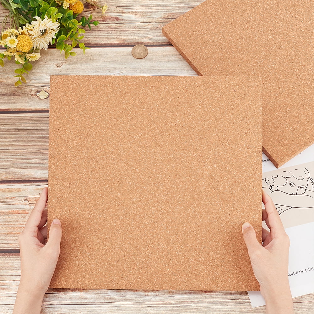2Pcs Square Cork Bulletin Boards 11.8x11.8 Inch Wood Cork Board 0.6 Inch Thick Square Wooden Board Tiles for Wall Decoration Party and DIY Crafts