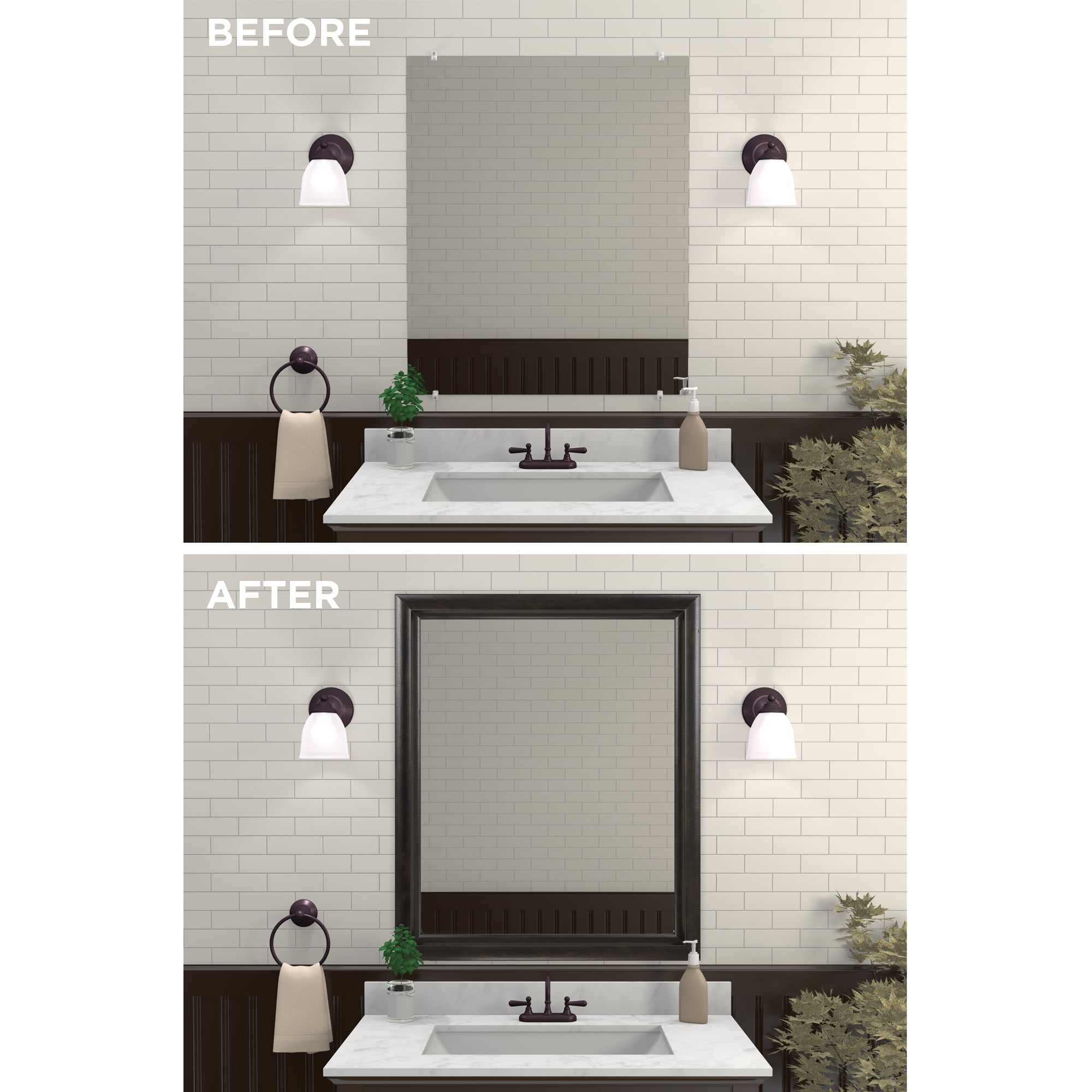 Zenna Home Decorative Mirror Framing Kit, with Beveled Edges, 30 x 36 in., Espresso