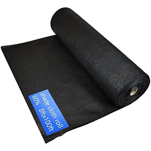 8ft x 100ft Black Bulk Shade Cloth，60% Shade Fabric Roll，Outdoor Black Windscreen Cover Fabric Roll Garden Sunblock Shade Tarp Netting Mesh for Covering Garden, Greenhouse, Patio, Canopy