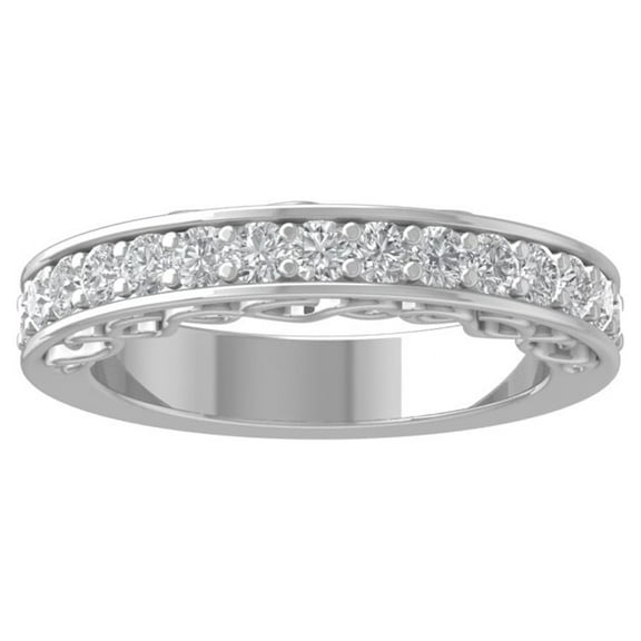 ARAIYA FINE JEWELRY 10K White Gold Round Lab Grown Diamond Wedding Band Ring (1/2 cttw, VS Clarity, D-E Color) Size 8.5