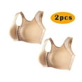 thumbnail image 2 of Jacenvly New Push up Bras for Women 2Pc Front Closure Bras for High Impact Sports Everyday Skin-Friendly Wireless Bras for Women Beige, 2 of 4