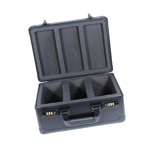 Estuche para cartas coleccionables, caja de almacenamiento, protector, ligero, portátil, fácil de transportar, resistente, con cerraduras, 3 ranuras.