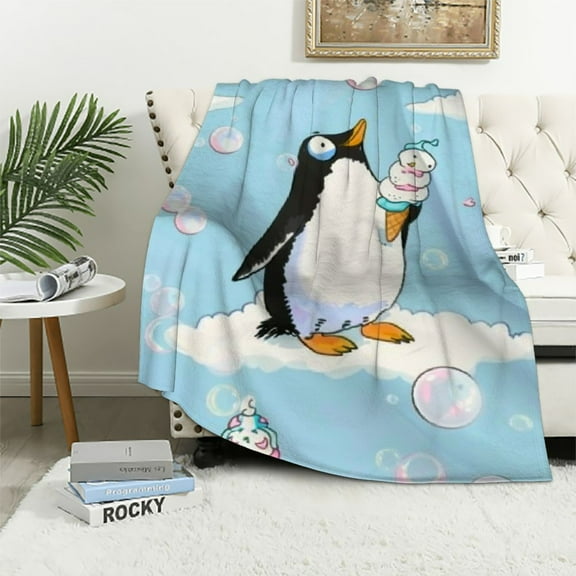 BCIIG Penguin Warm Lightweight Soft Fleece Blanket Throw Blanket Living Rooms Sofa Decor Gifts All Seasons - Flannel Fabric 40x50in