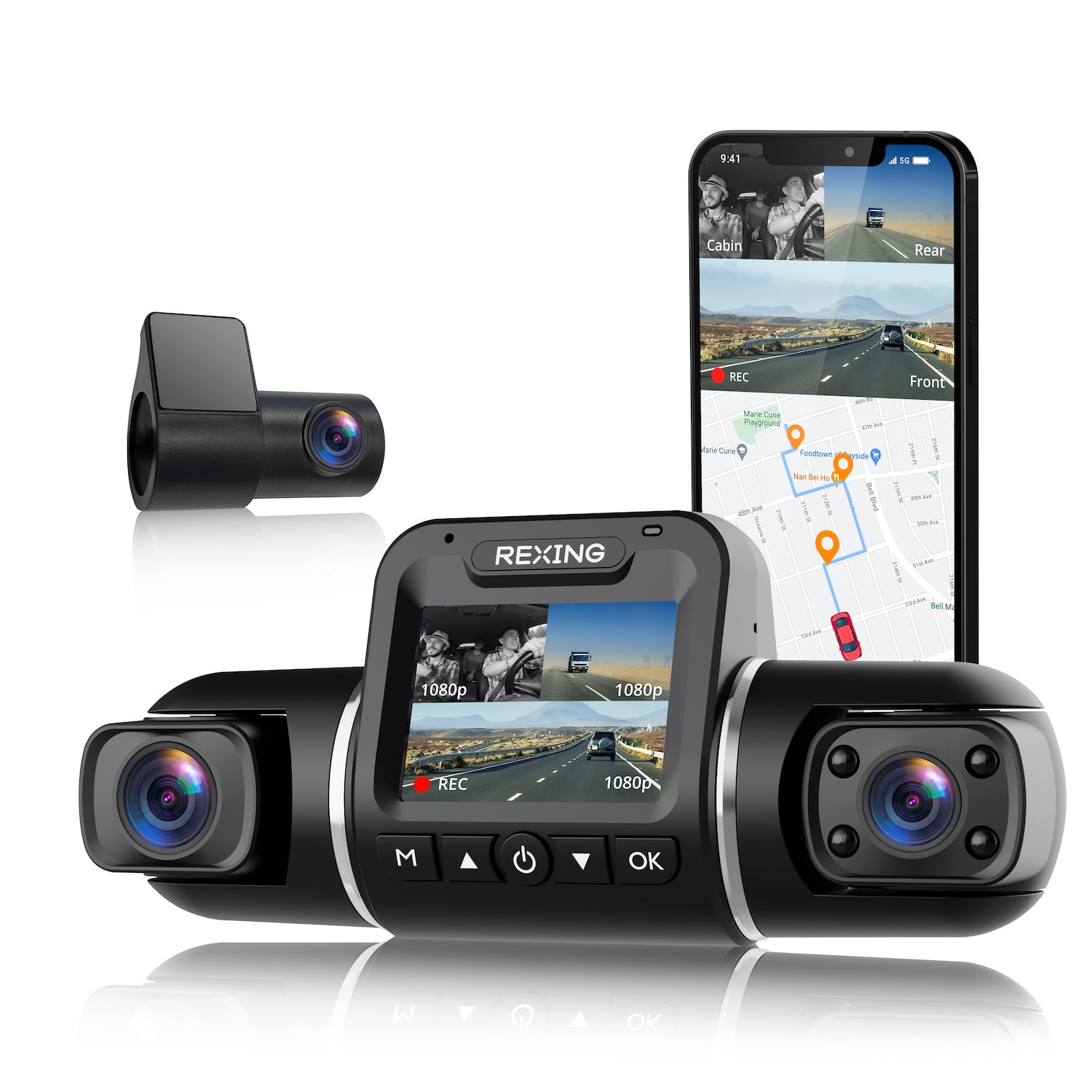 170° Wide Angle Dashboard Camera Recorder with G-Sensor Supercapacitor 256GB Supported with GPS Logger Wi-Fi Loop Recording Rexing V1-4K Ultra HD Car Dash Cam 2.4 LCD Screen Mobile App WDR 