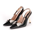 thumbnail image 2 of YOWMNS Women's Closed Toe Bow Rhinestone Slingback Sexy High Heel Buckle Strap Pumps Stiletto Heels Patent Leather Dress Shoes (black,7), 2 of 5