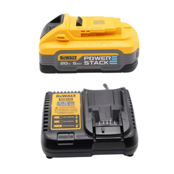 DEWALT POWERSTACK 20V MAX 5.0Ah Battery Starter Kit with Charger – High-Efficiency Lithium Power DCBP520C