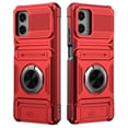 thumbnail image 4 of Elegant Choise Case for Moto G 5G 2024 Heavy Duty Rugged Phone Cover with Flip Card Slot and Kickstand, Red, 4 of 13