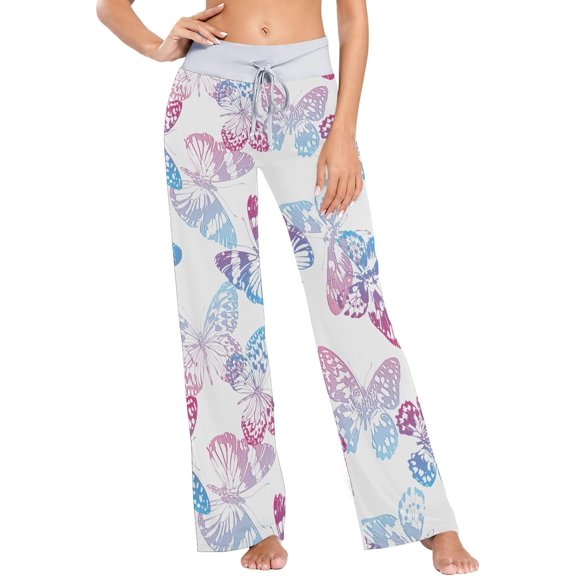 Women's Pajama Pants Butterfly Pattern Comfy Stretch Sleepwear Womens Wide Leg Pants Casual Loose Yoga Sweatpants Comfy Lounge Pajama, X-Large