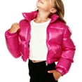 thumbnail image 3 of Cethrio Girls Puffer Jackets Size 7-8T, Fashion Stand-up Collar Warm Zip up Winter Coats Hot Pink, 3 of 5