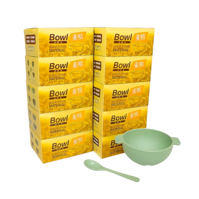 Domore set de 10 bowls paja de trigo 200 ml ecologicos verde cocina reutilizable