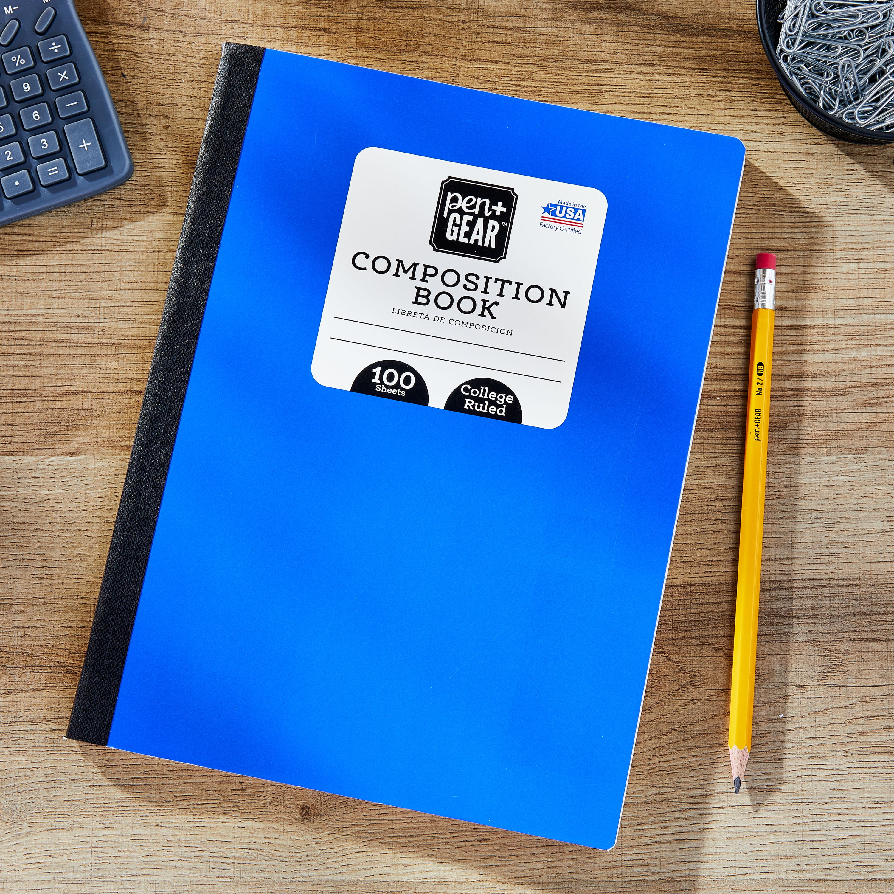 Pen+Gear College Ruled Composition Book, 7.5" x 9.75", Blue, 100 Sheets