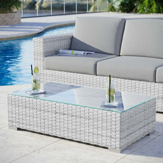 Modway Table Basse de Mobilier de Patio Extérieur en Gris Pâle