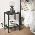 thumbnail image 2 of End Table with Charging Station, Side Table with USB Ports and Outlets, Nightstand, 2-Tier Storage Shelf, Sofa Table for Small Space,Black, 2 of 17