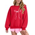 thumbnail image 2 of ASDFVBKG Oversized Sweatshirt for Women Crewneck Bow Graphic Sweatshirts Cozy Fleece Pullover Sweater Preppy Cute Long Sleeve Top Red M, 2 of 5